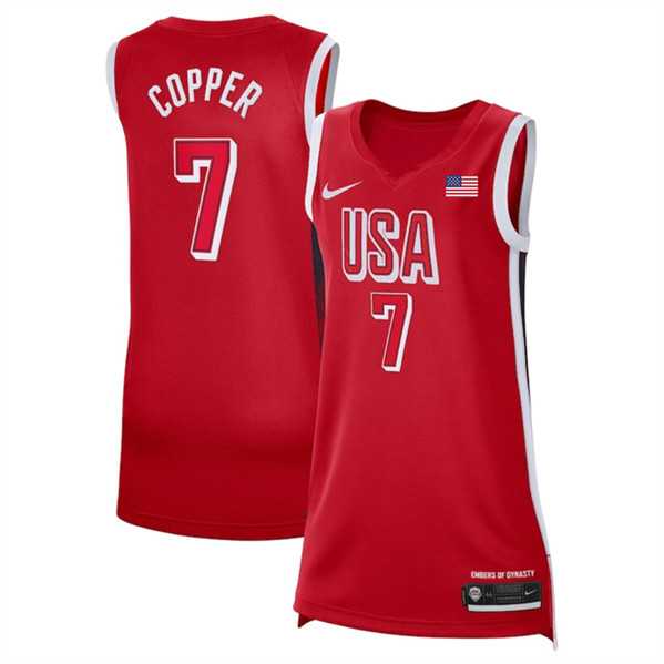 Womens USA Basketball #7 Kahleah Copper Red 2024 Swingman Stitched Jersey->team usa basketball->NBA Jersey